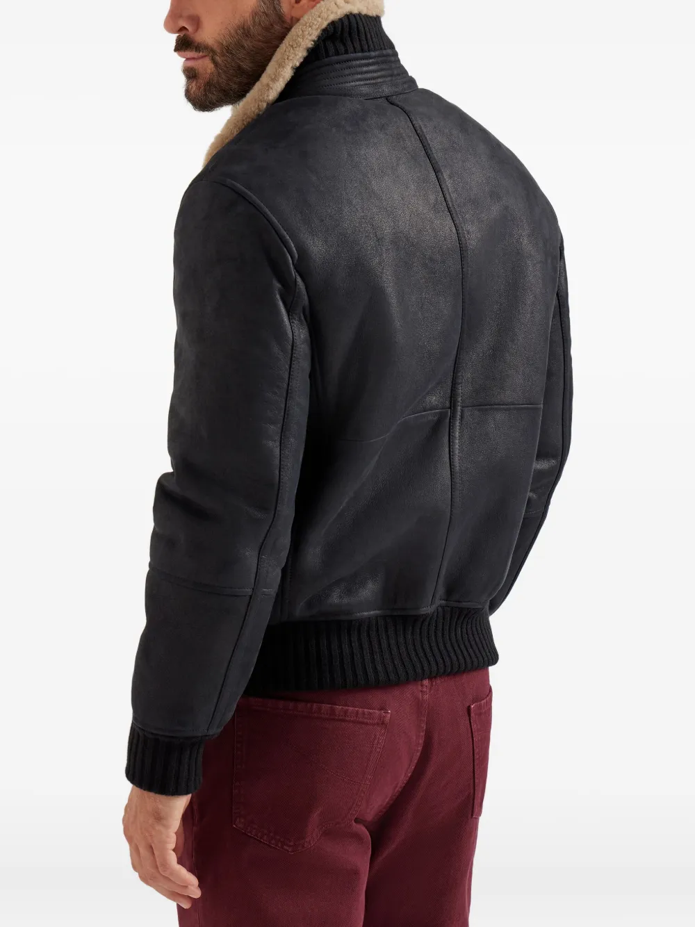 Brunello Cucinelli Nubuck Fur-lining Bomber Jacket In Black