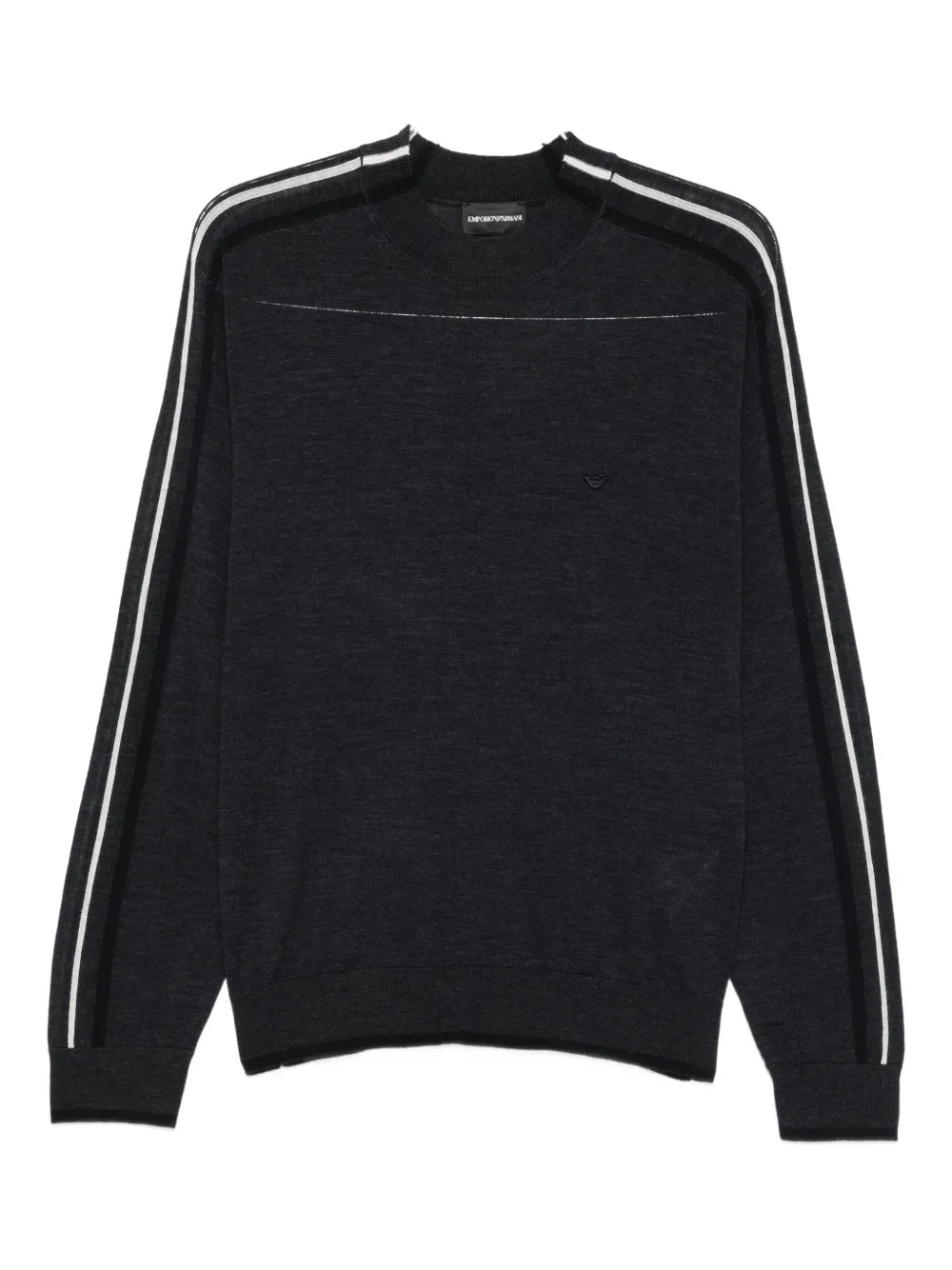 Emporio Armani Stripes-detailing Wool Sweater In Black