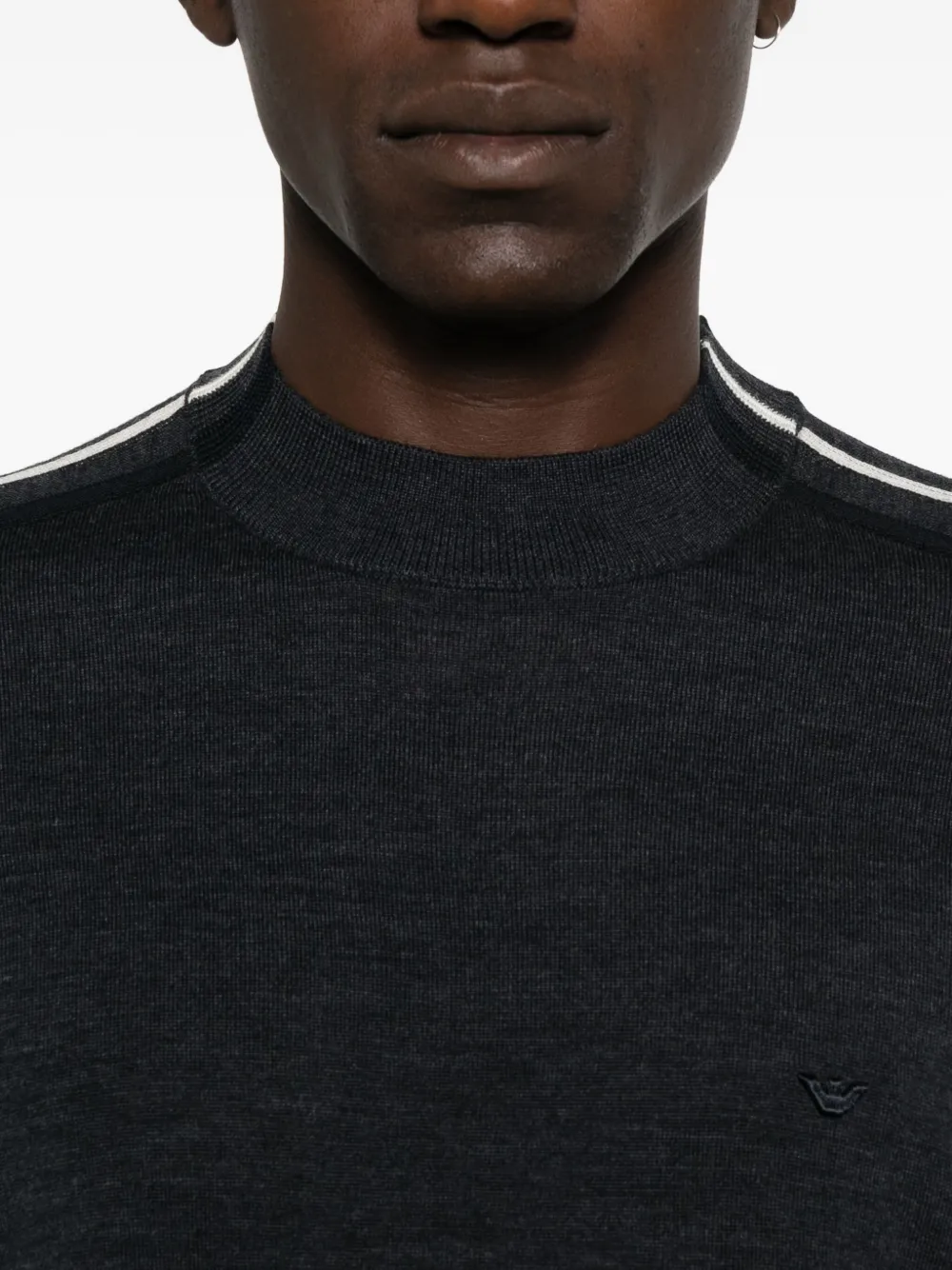 Emporio Armani Stripes-detailing Wool Sweater In Black