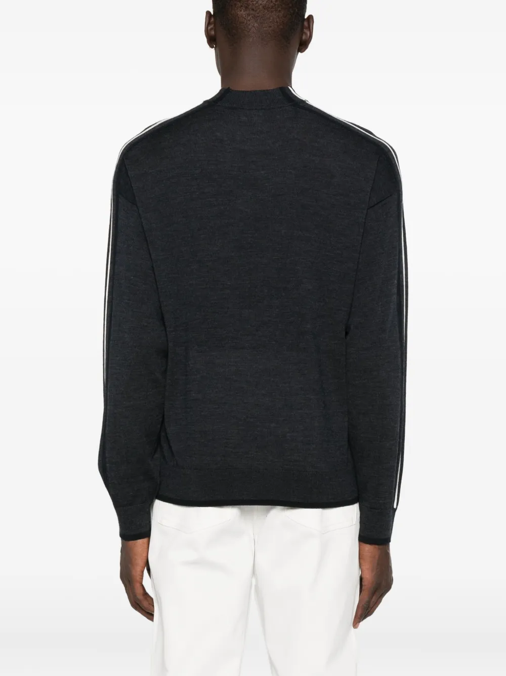 Emporio Armani Stripes-detailing Wool Sweater In Black