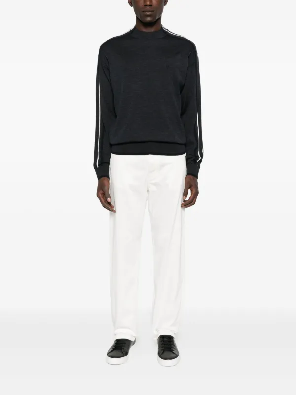 Emporio Armani stripes-detailing Wool Sweater Grey FARFETCH PH