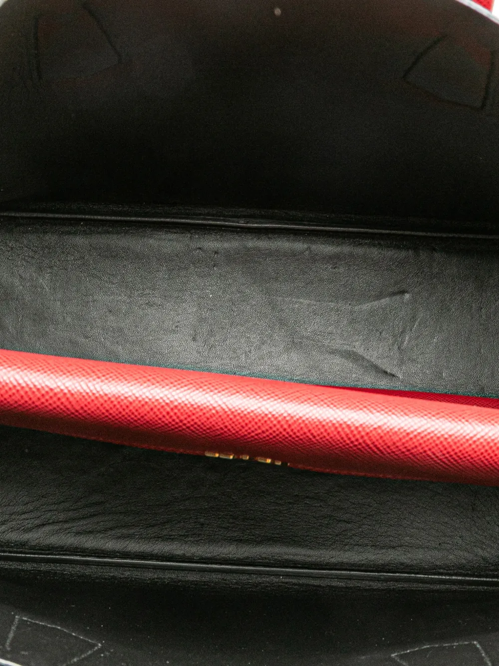 Pre-owned Prada 2010-2025 Medium Saffiano Cuir Double Satchel In Red
