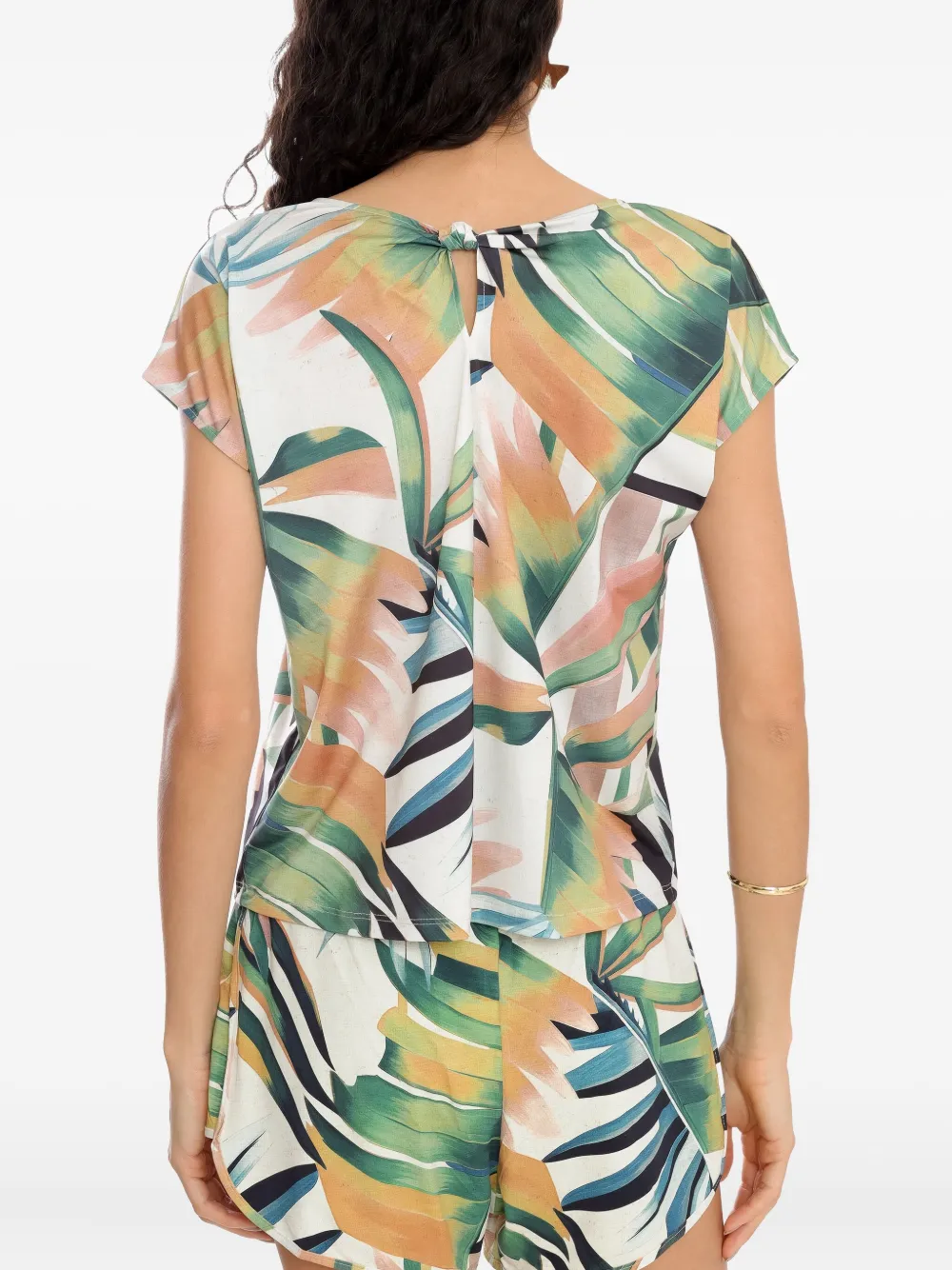 Lygia & Nanny Symi Leaf-print Tie-back T-shirt In Multi