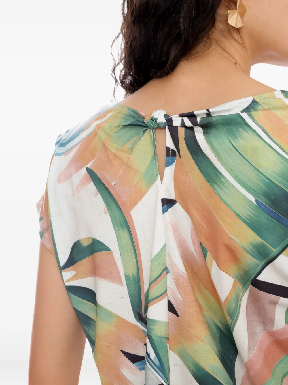 Lygia & Nanny Symi Leaf-print Tie-back T-shirt In Multi