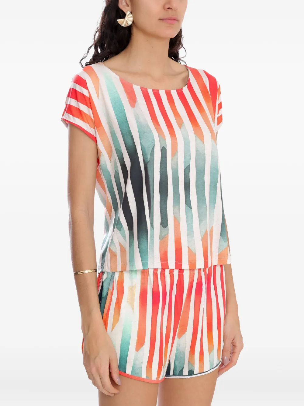 Lygia & Nanny Striped Tie-neck Top In Multi