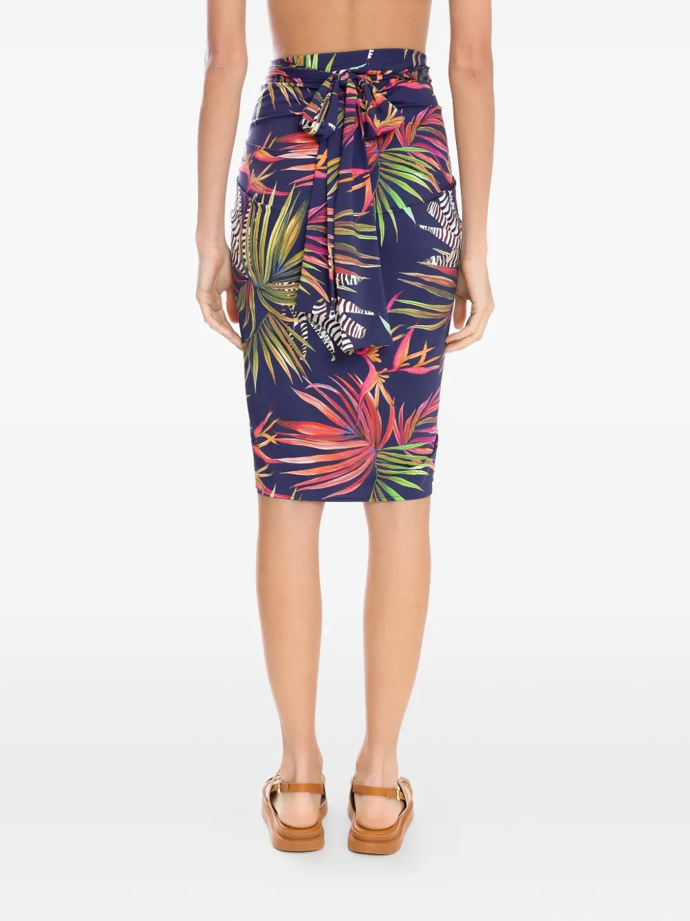 Lygia & Nanny Stranddoek met bladerprint Blauw