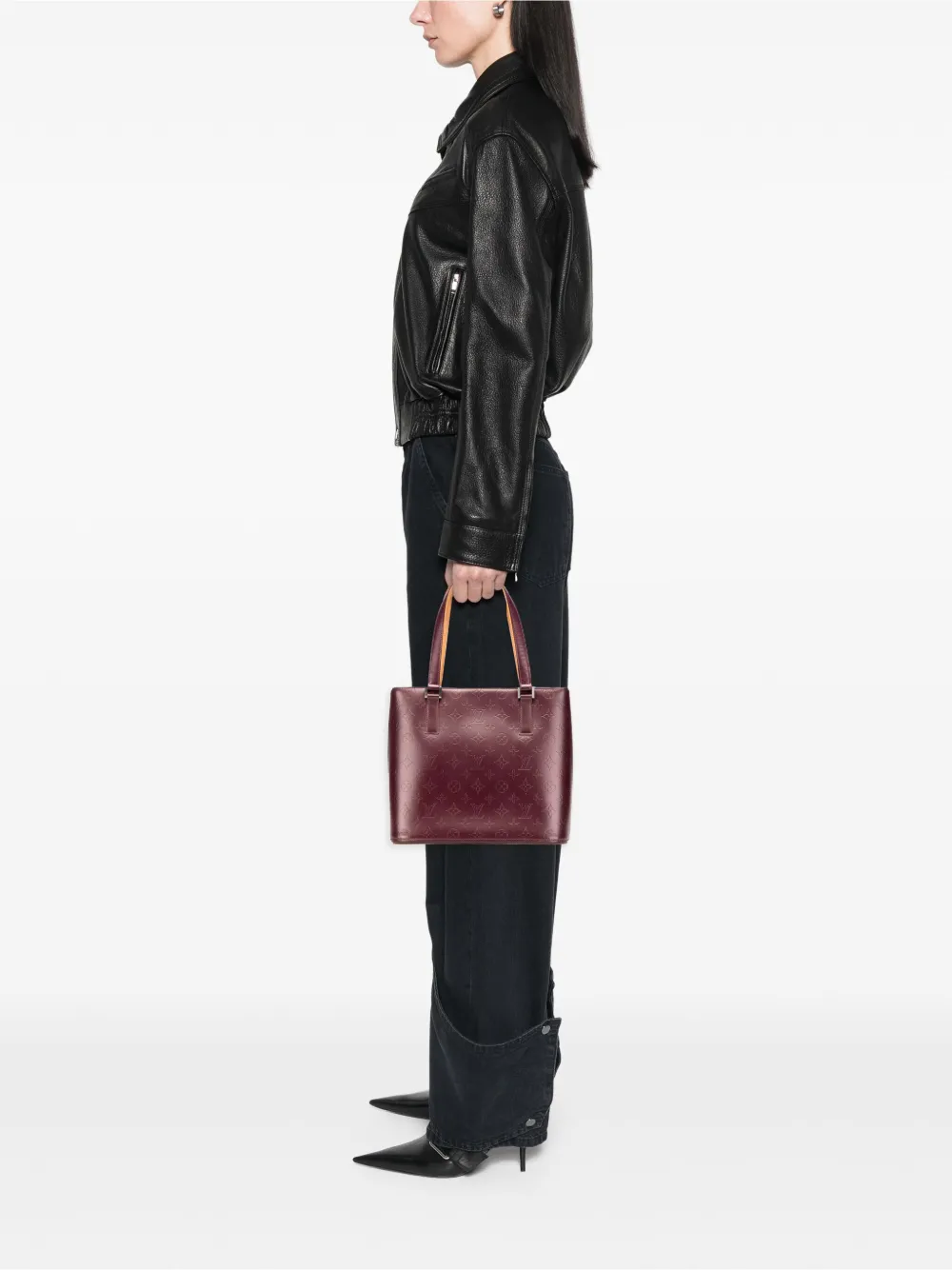 Pre-owned Louis Vuitton 2002 Monogram Mat Stockton Tote Bag In Red
