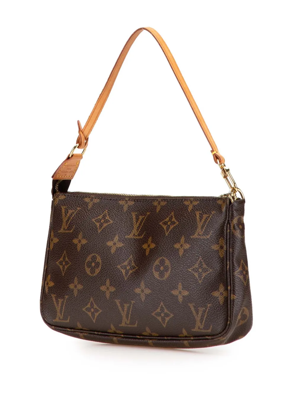 Pre-owned Louis Vuitton 2003 Monogram Pochette Accessoires Shoulder Bag In Brown