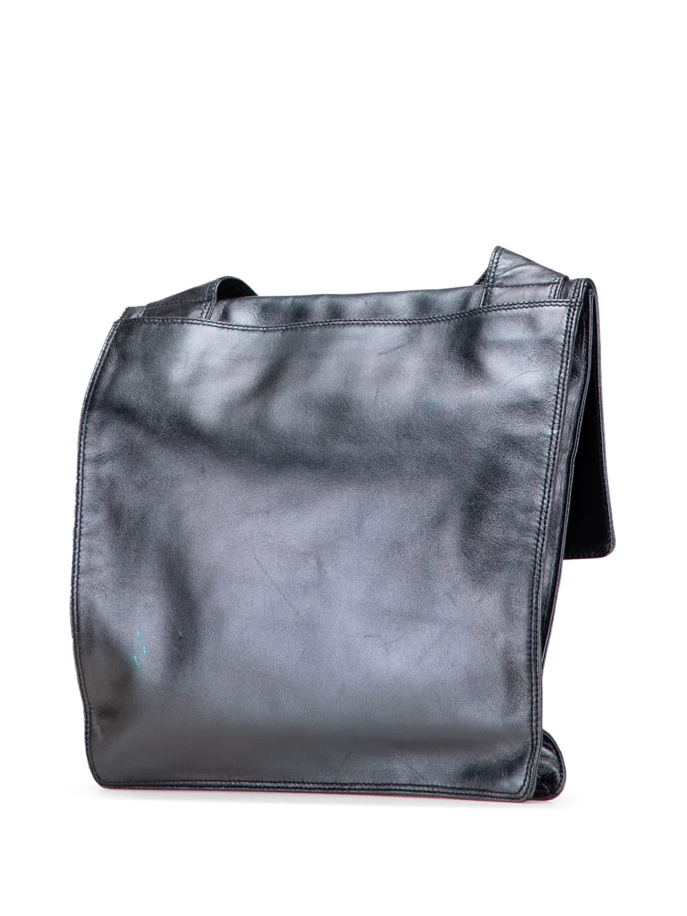 Pre-owned Chanel 1997-1999 Lambskin Messenger Bag Crossbody Bag In Black