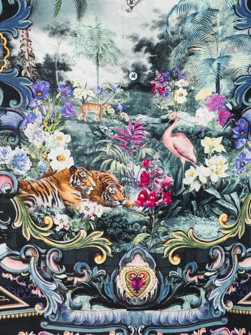 Camilla Overhemd met puntige kraag en barokprint Zwart