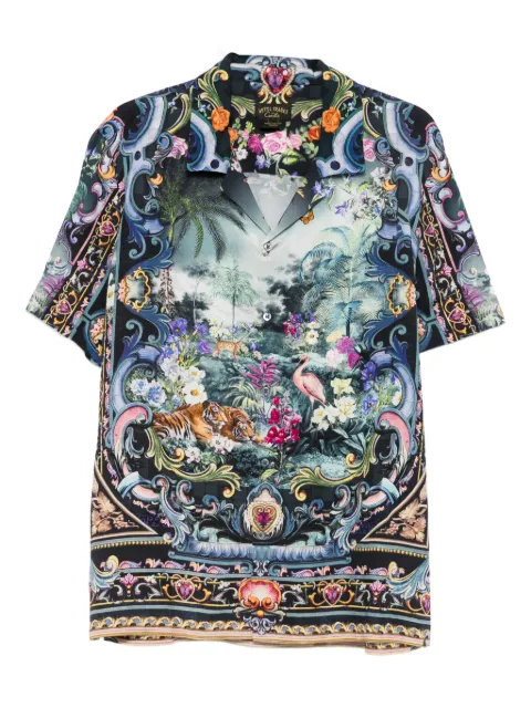 Camilla baroque-print point-collar shirt