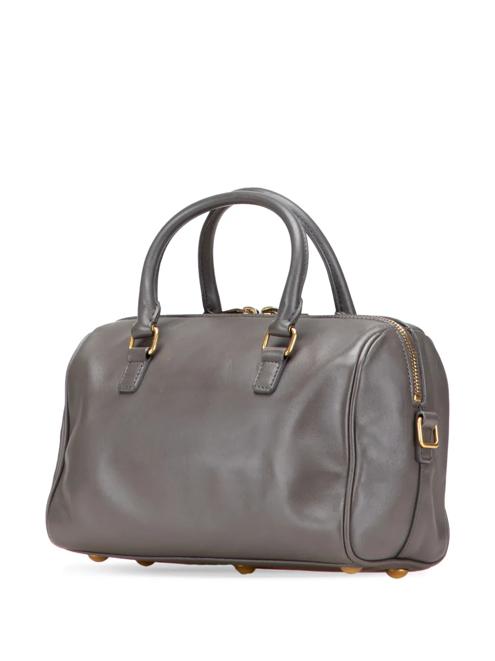 Pre-owned Saint Laurent 2013-2025 Baby Leather Classic Duffle Satchel In Gray