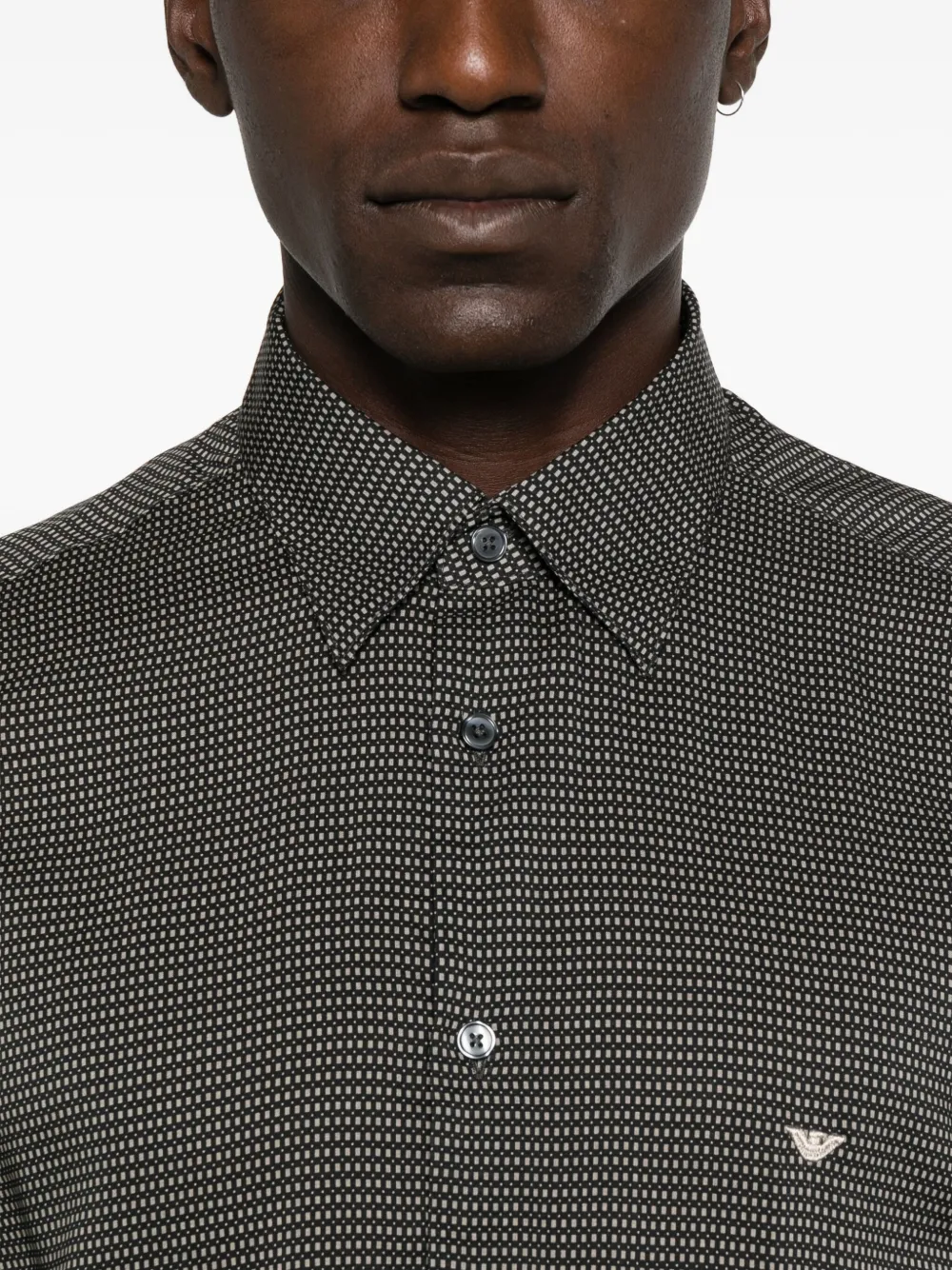 Emporio Armani Lyocell Shirt With A Patterned Print In Green