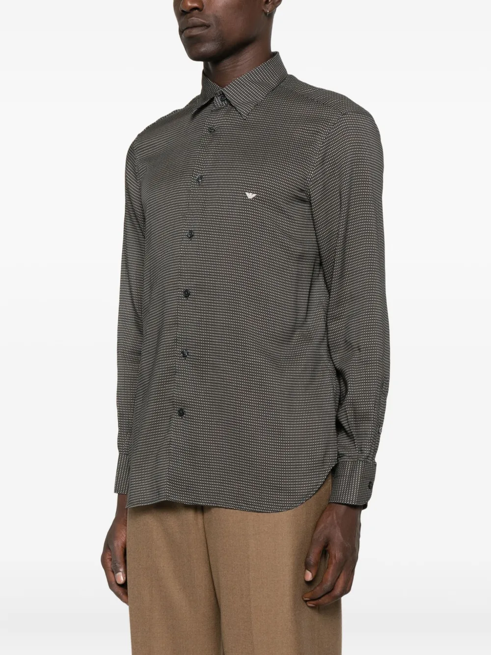 Emporio Armani Lyocell Shirt With A Patterned Print In Green