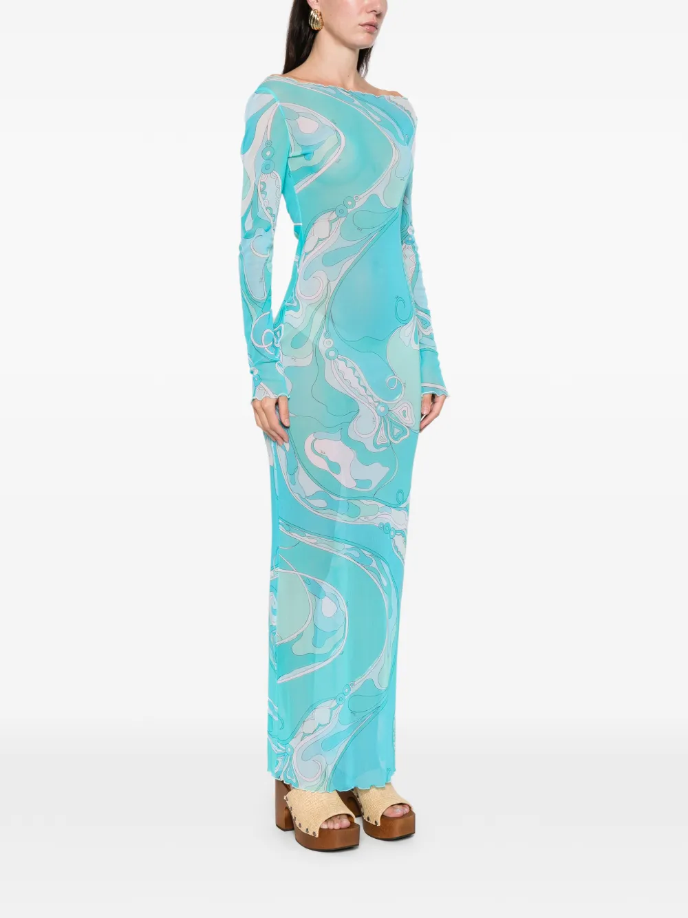  Pucci Orchidee-print Maxi Dress - Blue 