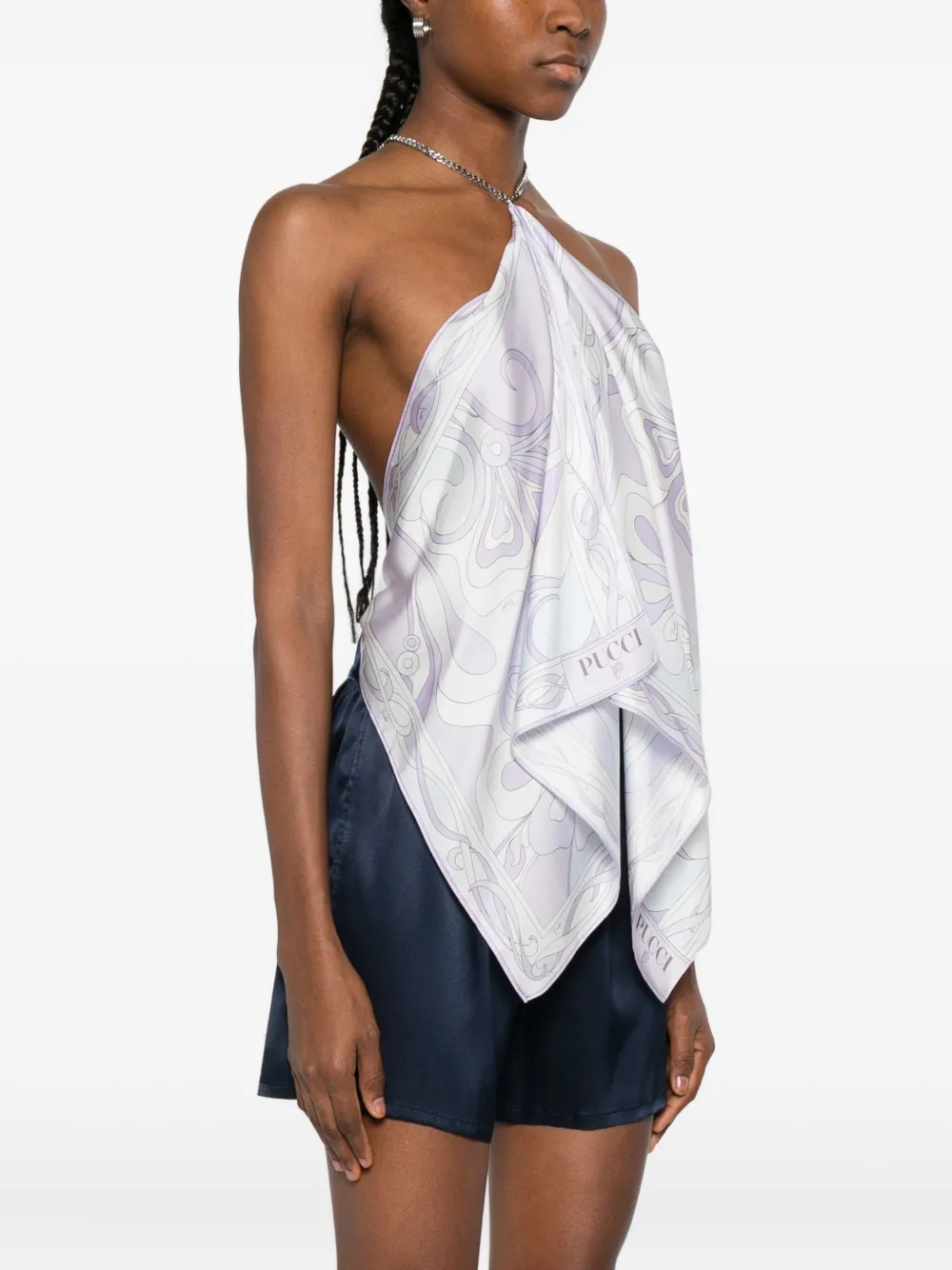 Pucci Chain High-neck Top In Purple