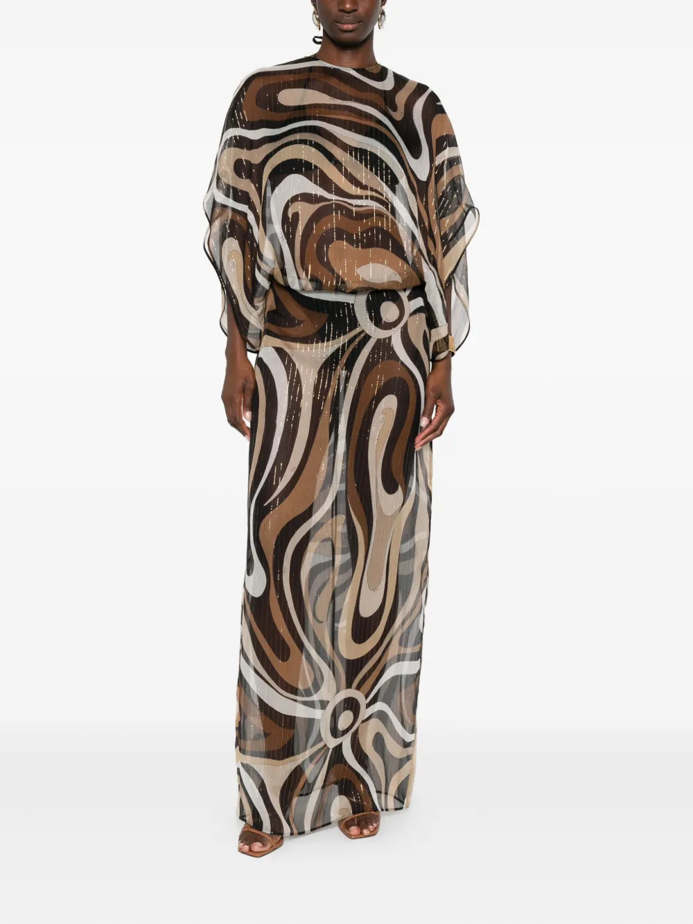 PUCCI puffy-sleeve maxi dress - Bruin