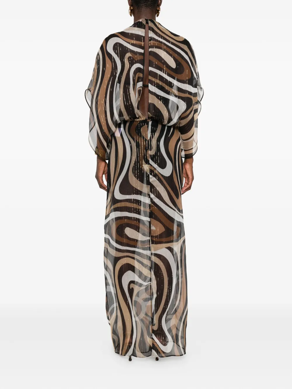 PUCCI Maxi-jurk met pofmouwen Bruin