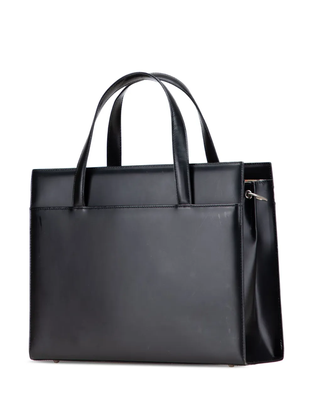 Pre-owned Burberry 2000-2017 House Check Trimmed Leather Tote Bag In Black