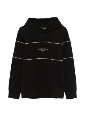 美品★EMPORIO ARMANI レザージャケット パーカー ロゴ　黒 EMPORIO ARMANI PUレザーパーカーブルゾン ジャケット48 【公式通販】