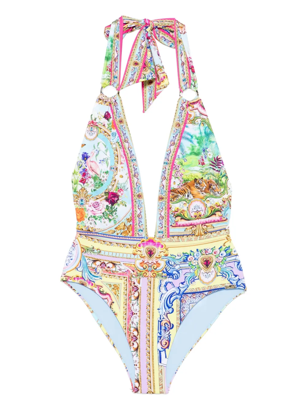 Camilla halter-neck print swimsuit | Blue | Image 1