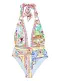 Camilla halter-neck print swimsuit - Blue
