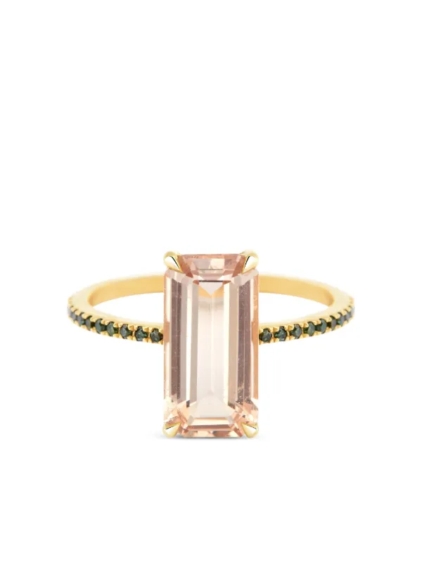 YI Collection Anillo En Oro De 18kt Con Diamantes Verdes y