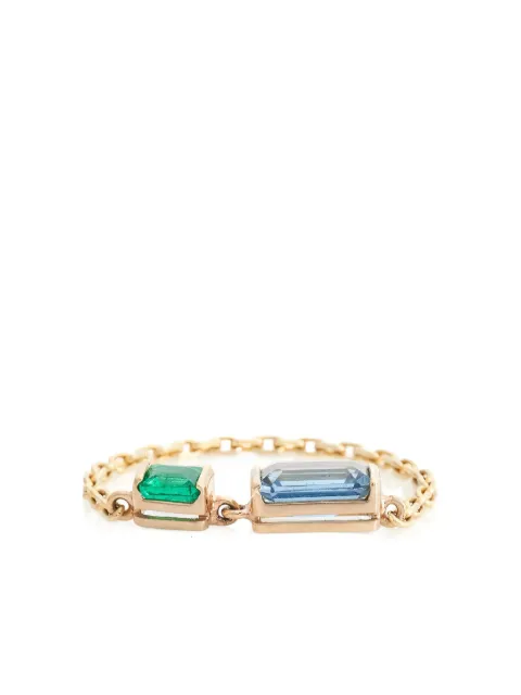 YI Collection 18K yellow gold topaz and emerald chain ring