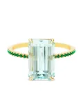 YI Collection 18K yellow gold Spring aquamarine and emerald ring