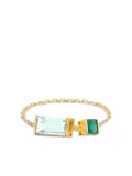 YI Collection 18K yellow gold aquamarine and emerald chain ring