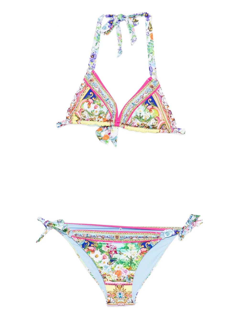 Camilla floral-print halter bikini | Blue | Image 1