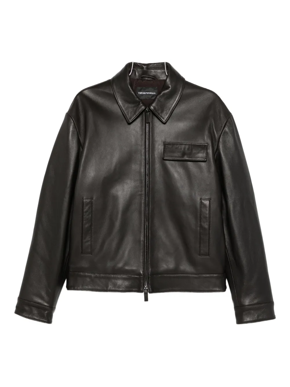 Emporio Armani zip-fastening leather jacket Bruin