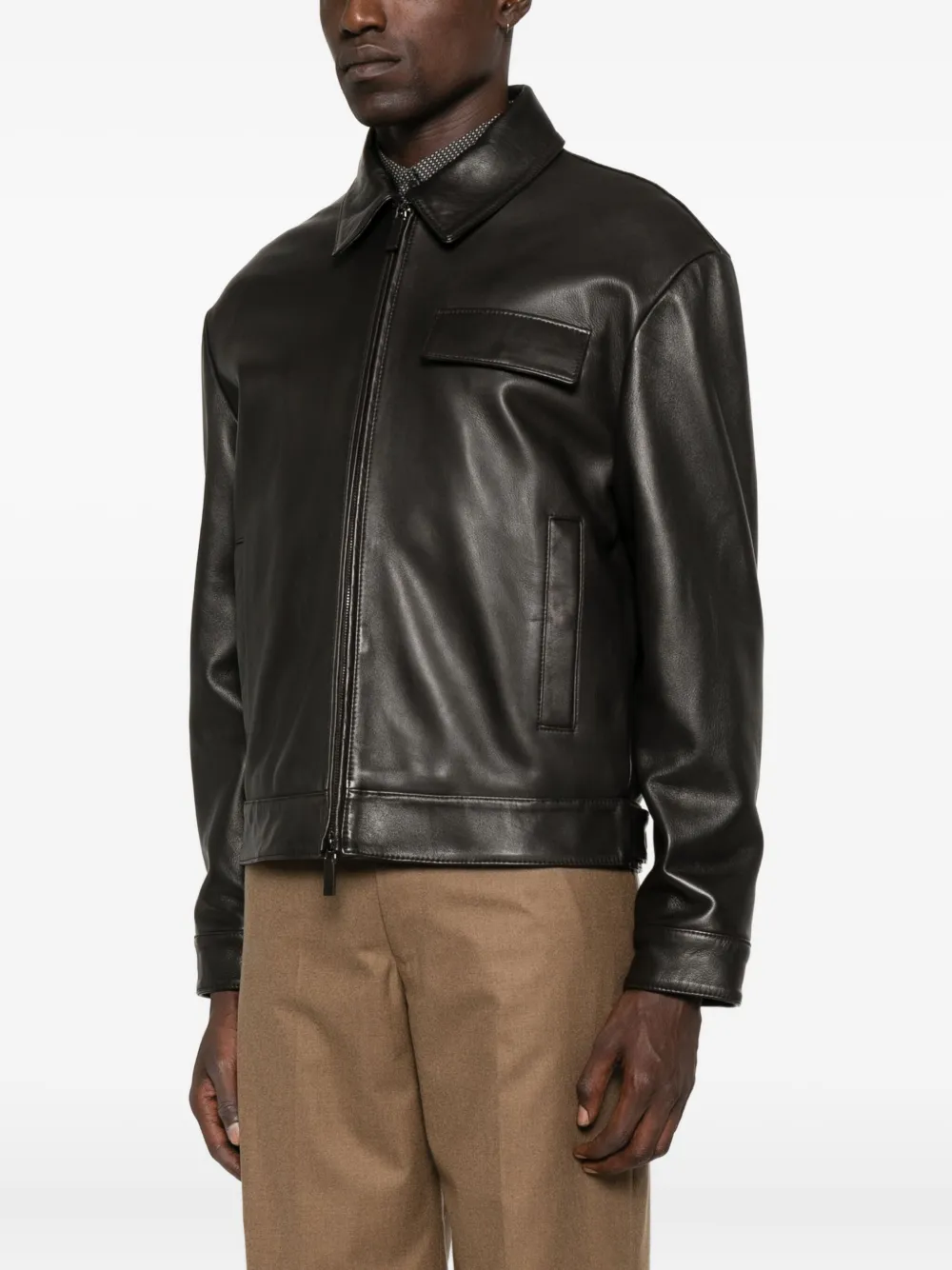 Emporio Armani zip-fastening leather jacket Bruin