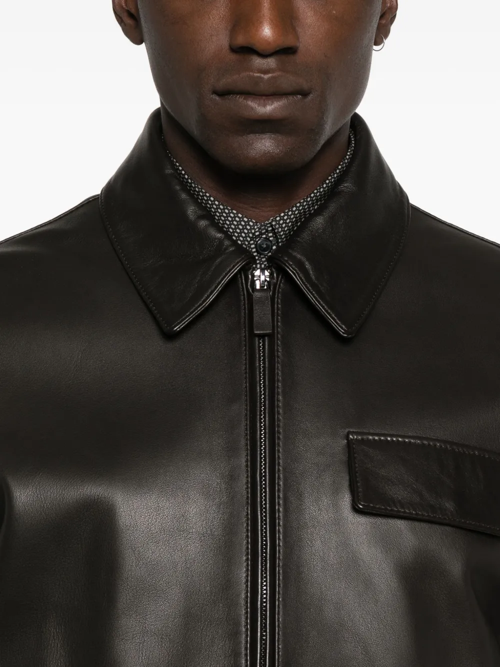 Emporio Armani zip-fastening leather jacket Bruin
