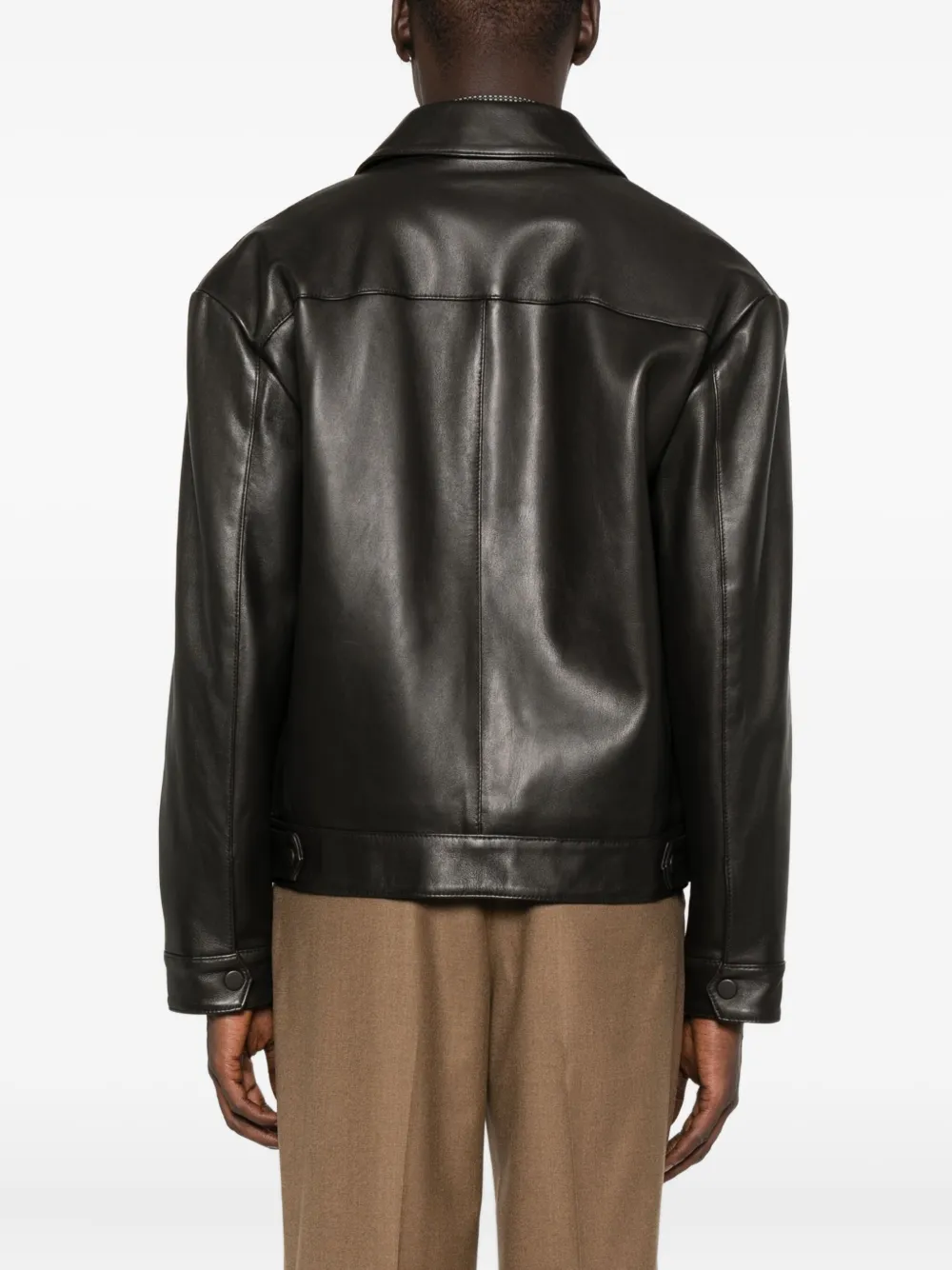 Emporio Armani zip-fastening leather jacket Bruin