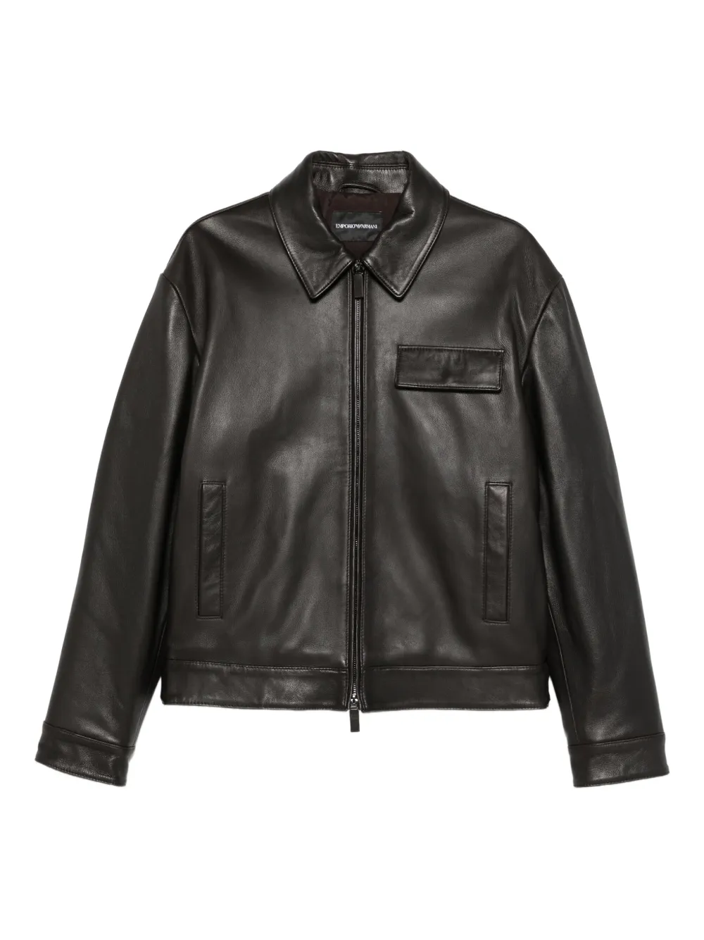 Emporio Armani zip-fastening leather jacket | Brown | Image 1