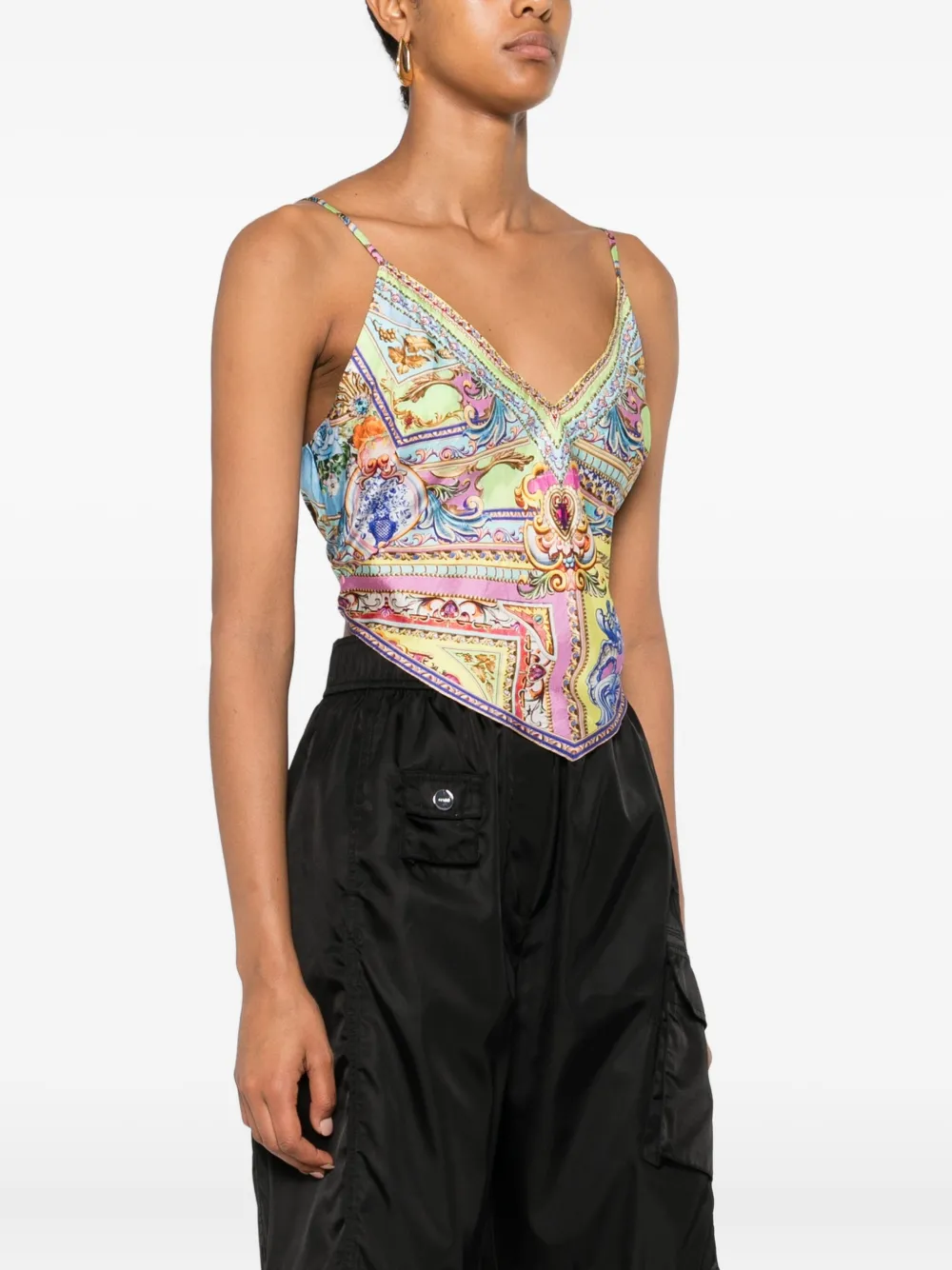 Camilla Crystal-embellished Printed Silk-twill Camisole In Multi