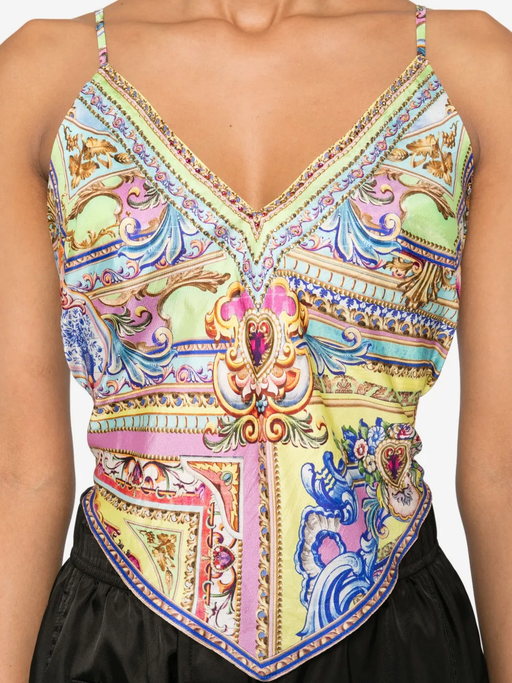 Camilla Crystal-embellished Printed Silk-twill Camisole In Multi