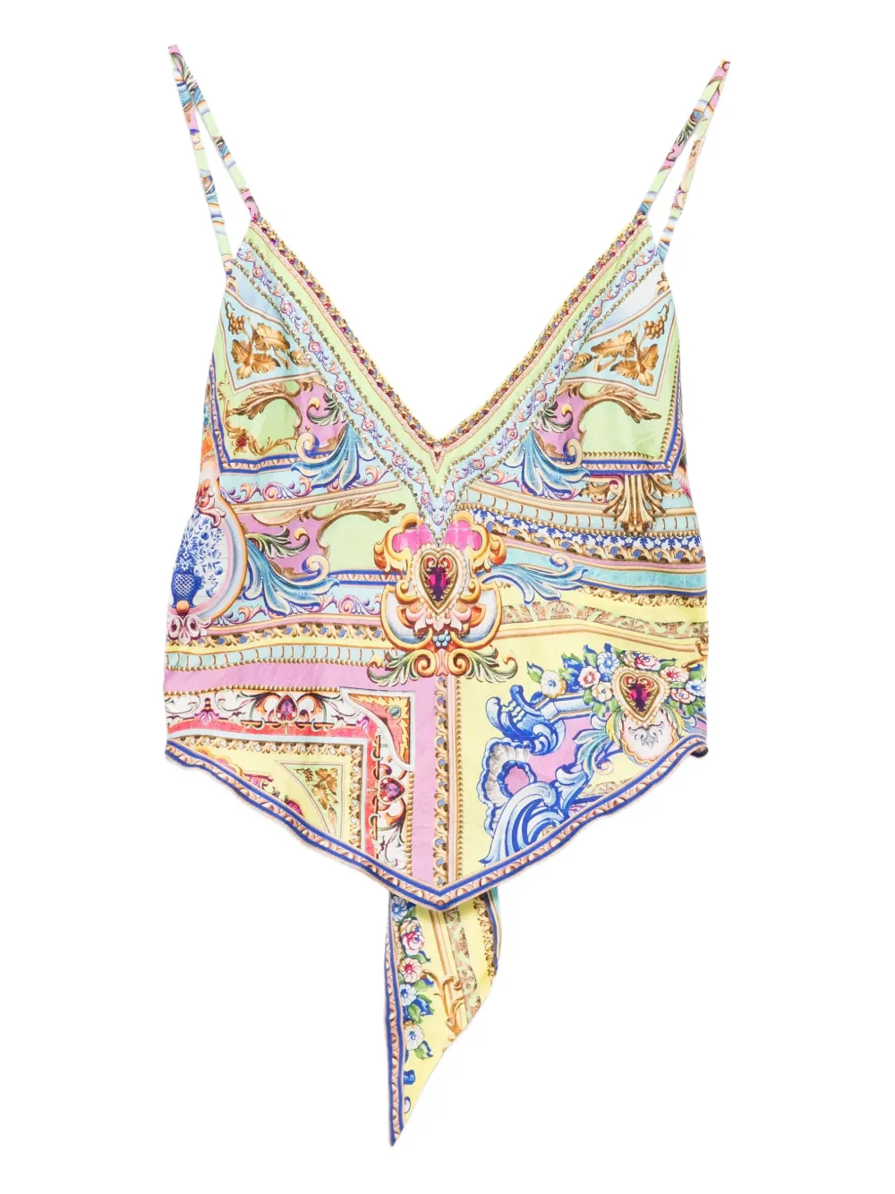 Camilla Crystal-embellished Printed Silk-twill Camisole In Multi
