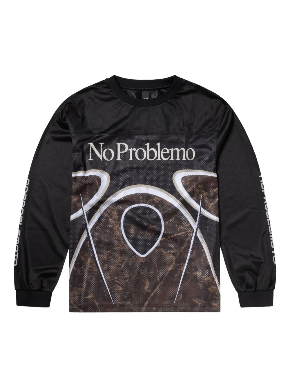 Aries T-shirt met lange mouwen en mesh vlak Zwart