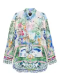 Camilla animal-print point-collar shirt - Blue
