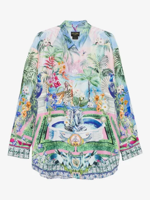 Camilla animal-print point-collar shirt