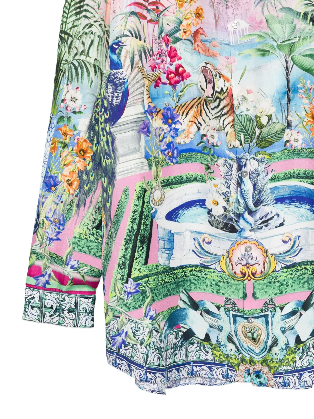 Camilla Overhemd met dierenprint en puntige kraag Blauw