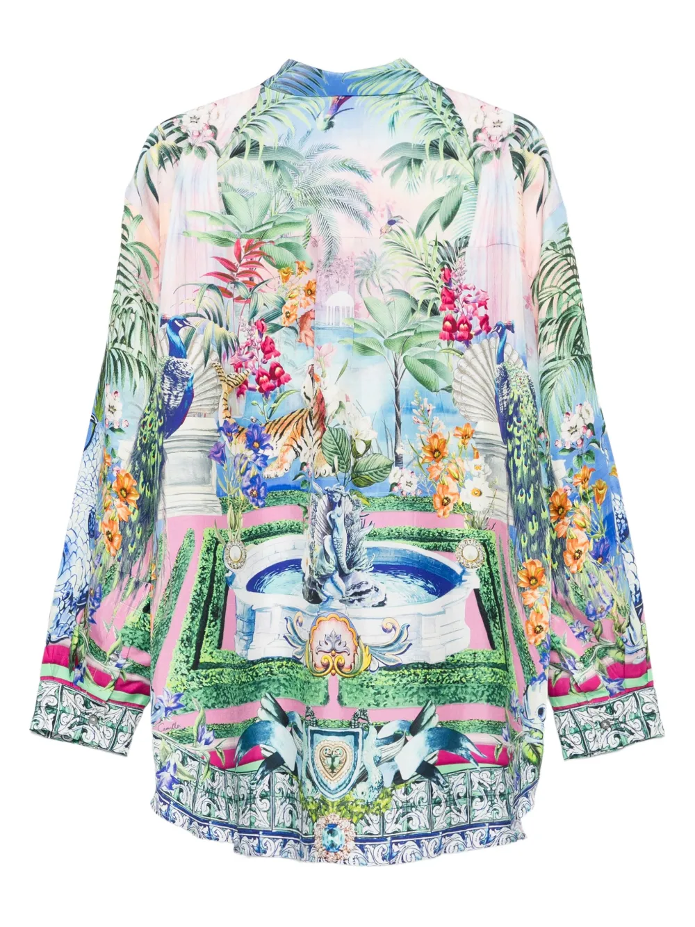 Camilla Overhemd met dierenprint en puntige kraag - Blauw