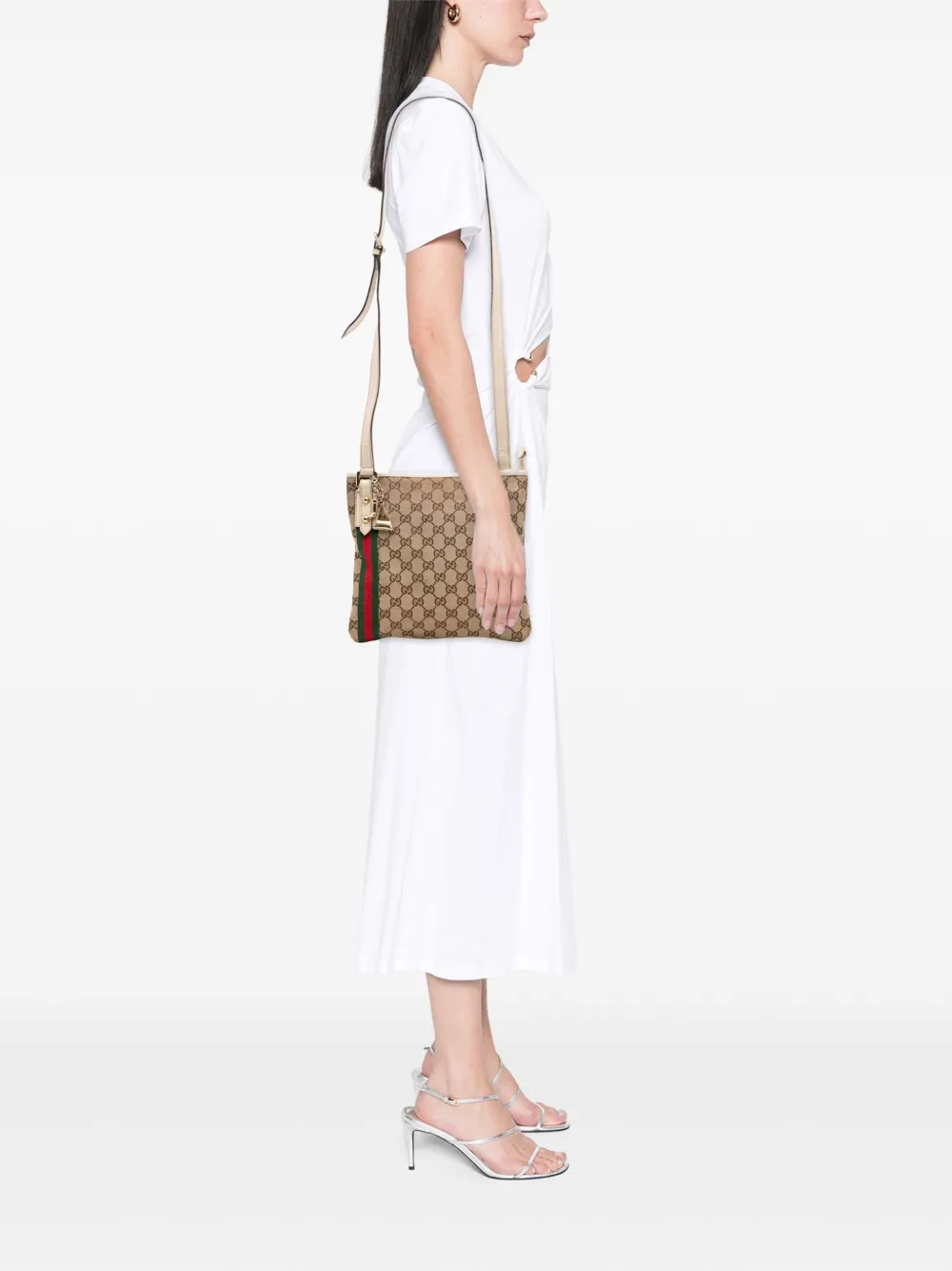 Pre-owned Gucci 2016-2025 Gg Canvas Jolicoeur Crossbody Bag In Brown