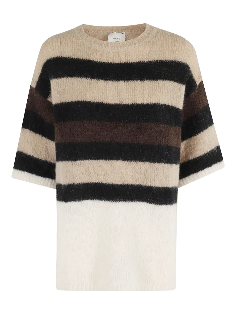 Alysi Ribbed Crew Neck Sweater In Neutral