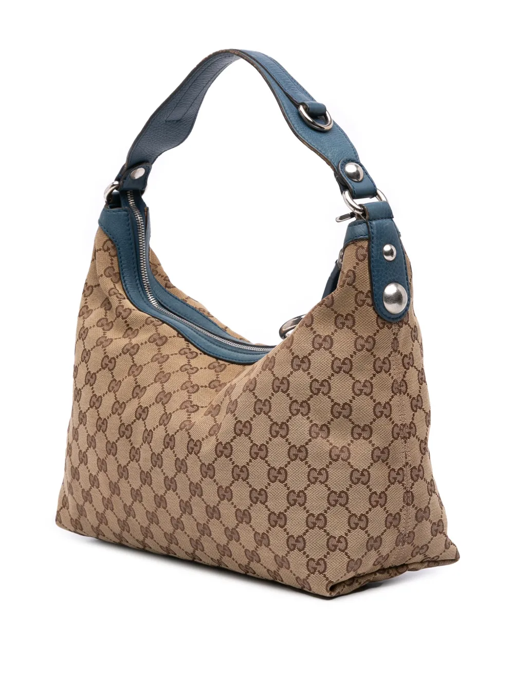Pre-owned Gucci 2016-2025 Gg Canvas Icon Bit Satchel In Brown