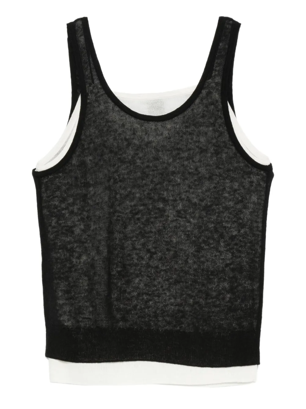 Hugo Boss Double-layered Sheer Top In Black