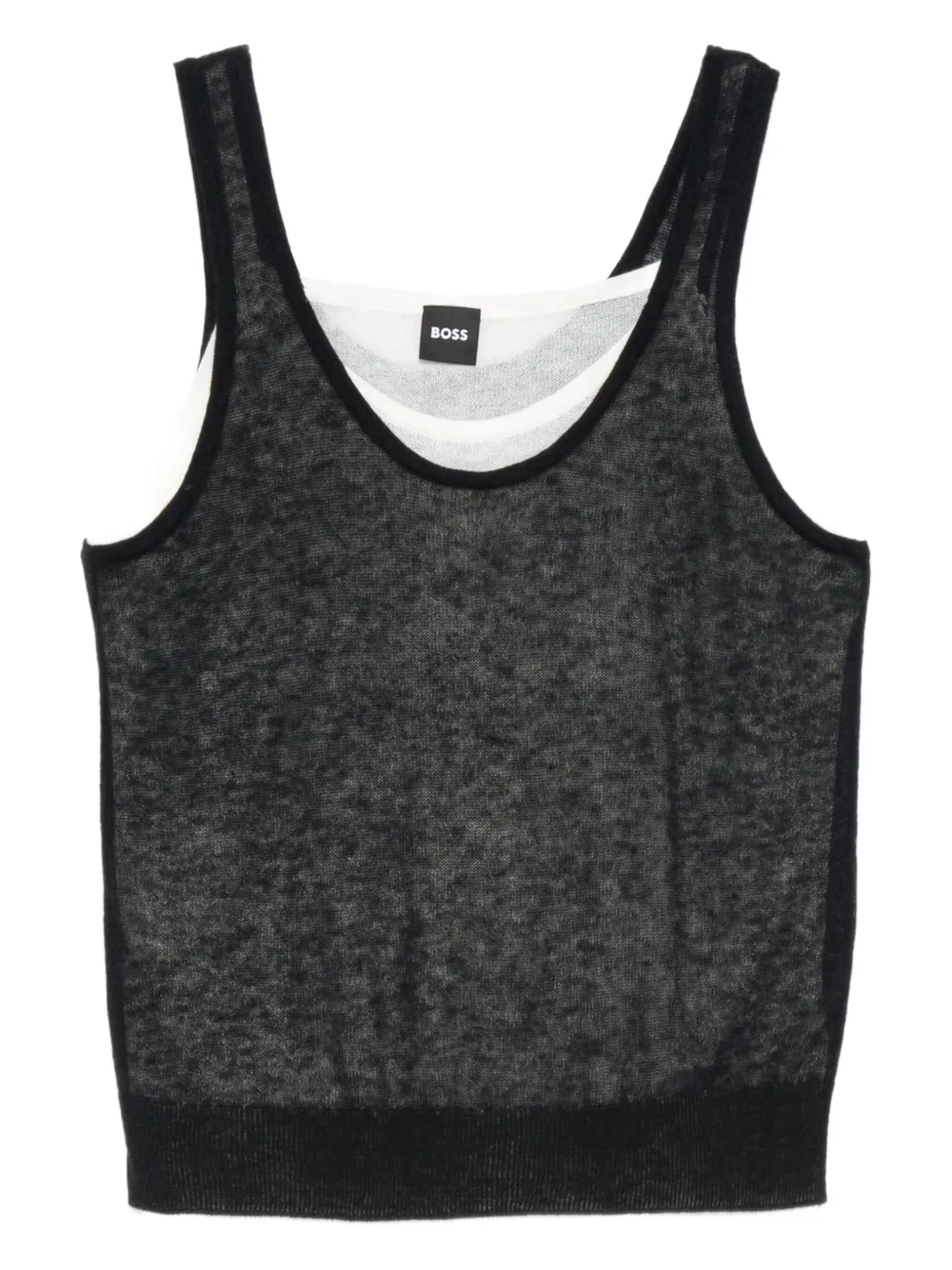 Hugo Boss Double-layered Sheer Top In Black