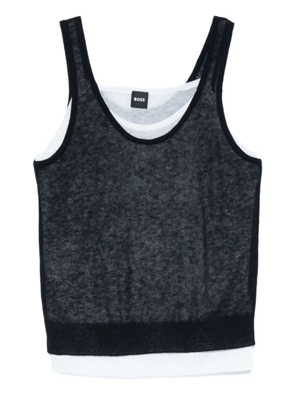 BOSS double-layered sheer top | Black | Image 1